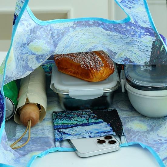 Shopping Bag Reusable Foldable Polyester Tote with Reinforced Stitching Compact Storage Bag for Fruits Vegetables