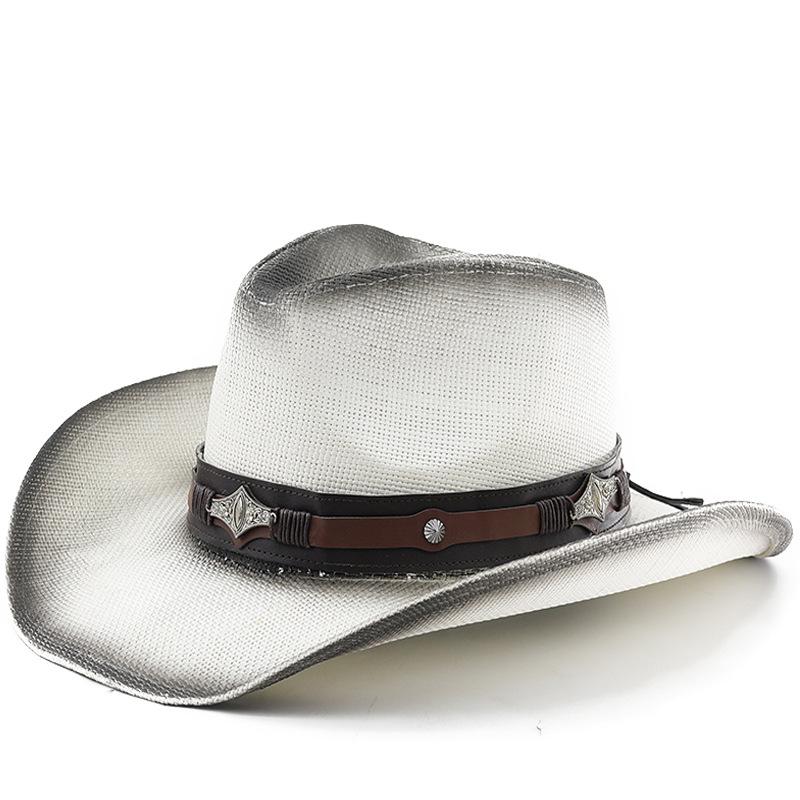 Western cowboy hat - unisex outdoor hiking, travel, sun protection, and shade hat - tibetan style jazz hat - beach hat M(56-58cm)