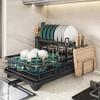 Double Layer Self-Draining Kitchen Dish Drying Rack