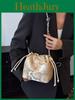 Borsa a secchiello ricamata in stile con materiale di seta per viaggi casual e uso quotidiano