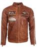 Men's Real Leather Racing Biker Jacket (CXUS) - Light Brown