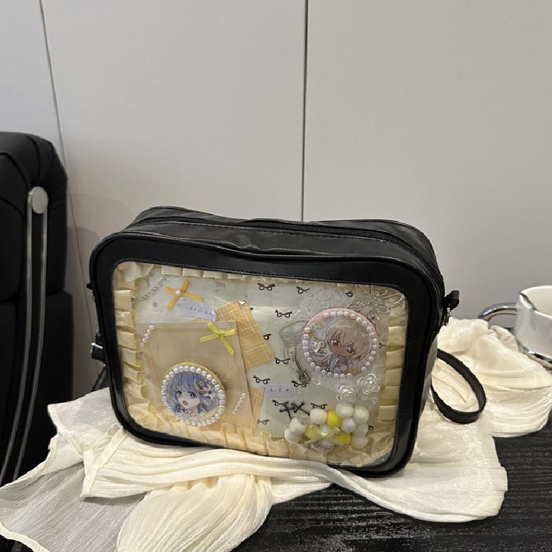 Solid Large Color Capacity Women Shoulder Bag With Compartment Transparent