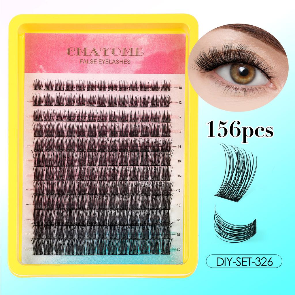 Single Cluster C Curved Multi-Hair False Eyelash Set 10-20Mmdiy Segmented Grafting Thick Eyelashes