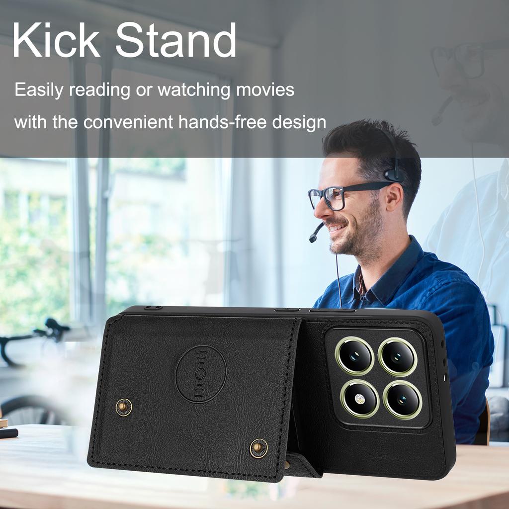 For Xiaomi 14T Pro Case Card Slots Kickstand Leather+TPU Phone Cover