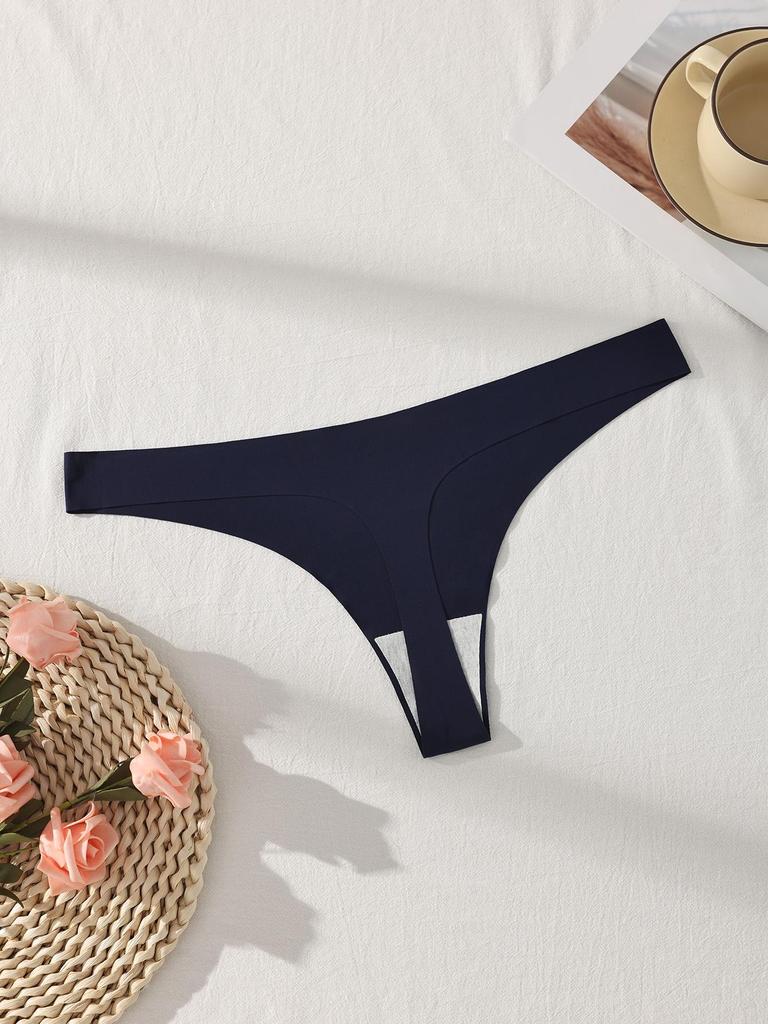 7Pcs/Set Seamless Underwear Low-Rise Panties Ice Silk Women Thongs Sexy Solid Bikini Female Stretch Lingerie Plus Size XL-4XL