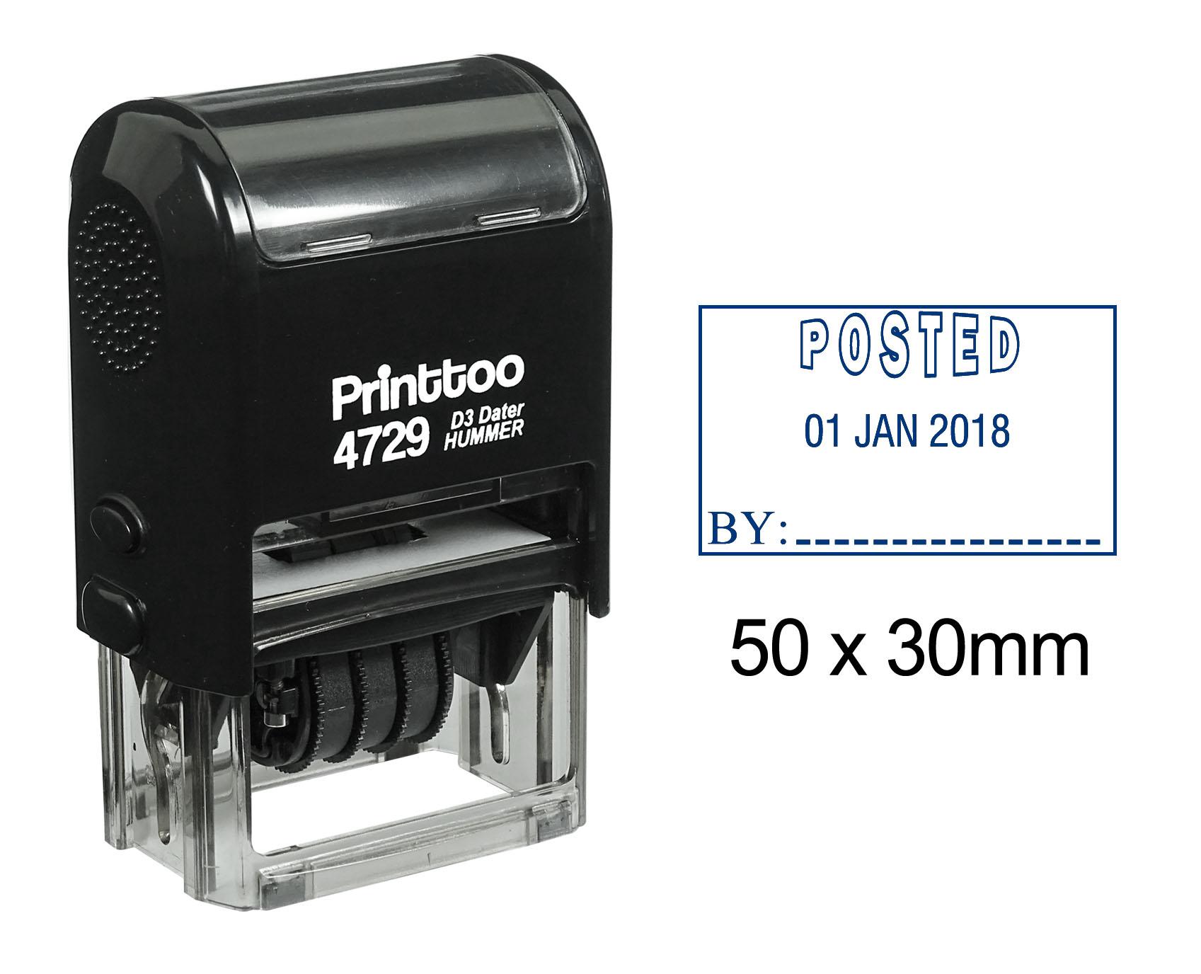 

Printtoo Self Inking Dater Stamp With Posted By Text And Signature Space Document Rubber 50 mm x 30 mm.(Approx) синій