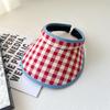 New dopamine checkerboard contrasting color empty top sunscreen hat girls summer outdoor big brim sun hat