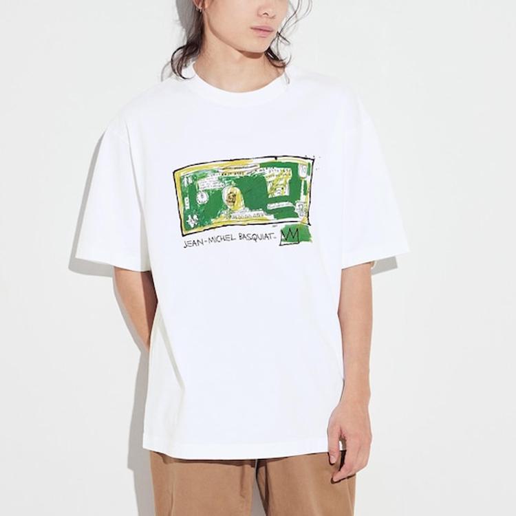 Uniqlo X Jean-Michel Basquiat Collaboration SS24 Front Graphic Print Short Sleeve T-Shirt Unisex Tops White 470740-00