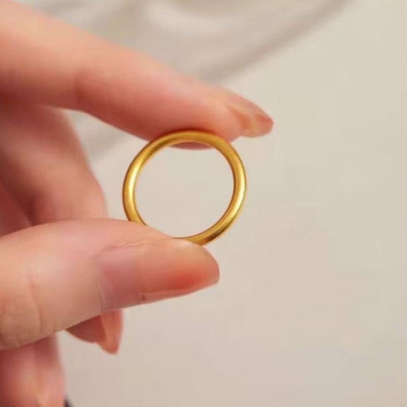 Non-fading plain ring ring, ancient inheritance of sand gold solid ring, women s matte temperament trendy hand jewelry no. 5 золотой