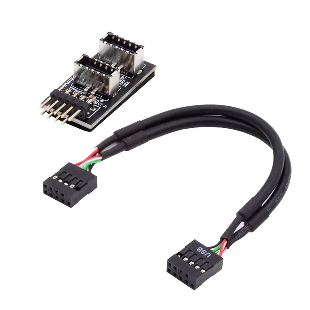 cablecc Dual USB Front Panel Socket to USB Mainboard Header Male Cable Extension Adapter 3.1 Key-A Type-E 2.0 9-Pin 10-Pin