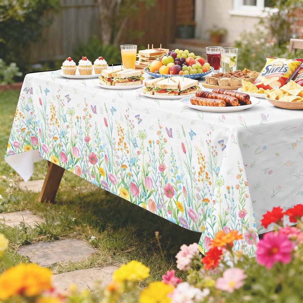 Gatherfun Wildflower Party Decorations Set: Flower Birthday Decorations, Includes 2-Pack Wildflower-Themed Tablecloths for Wildflower Baby Shower