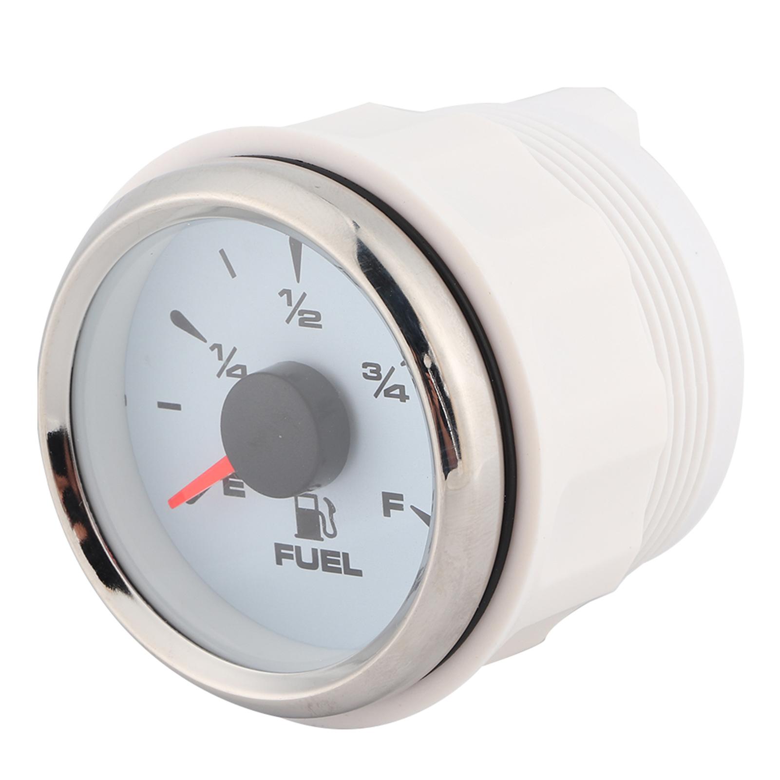 

2in 190ohm Fuel Level Gauges Digital Display 8 Colors Backlight for 12V 24V Motorcycle Car YachtWhite Dial Silver Frame