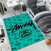 Black Base City Names No.4 Logo Area Rug Non Slip Mat, White Print Global City Street Art Carpet for Living Room Decor
