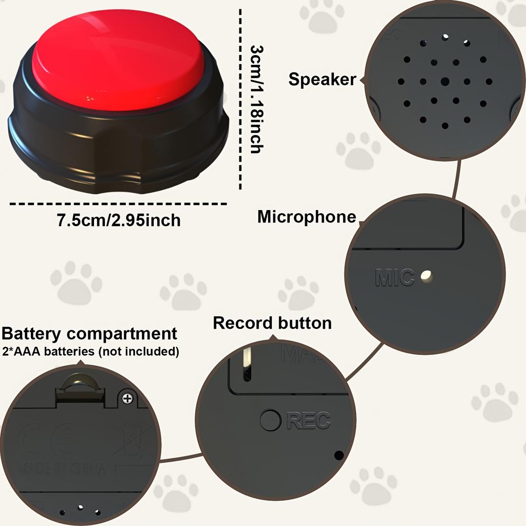 1Pc Pet Button Box Recordable Talking Button Cat Voice Recorder Talking Toy for Pet Communication Training Tool Squeeze Box Dog