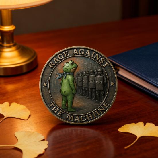 Yousheng Portland Frog Coin Frog Wearing Blue Scarf Metal Coin Collectible Inspirational Resist Engraved Challenge Coin Gift for Inspiration Support