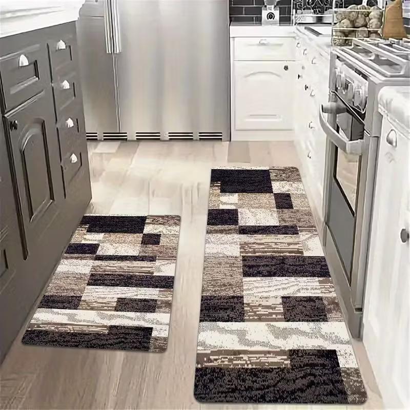 1/2pc Vintage Patchwork Print Carpet Home Decor, Non-Slip, Dirt-Proof And Absorbent, For Kitchen, Bathroom And Entrance