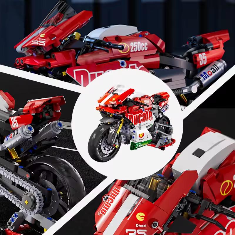 New 1:10 Racer Motorcycle Building Blocks Set 800+pcs MOC Bricks DIY Motorbike Model Gift Toy for Boys Kids Adults Christmas Fun