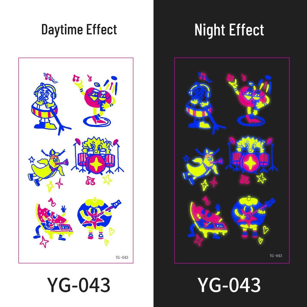 Neon Glow Music Festival Tattoo Stickers: Bright Fluorescent Designs for Concerts and Parties