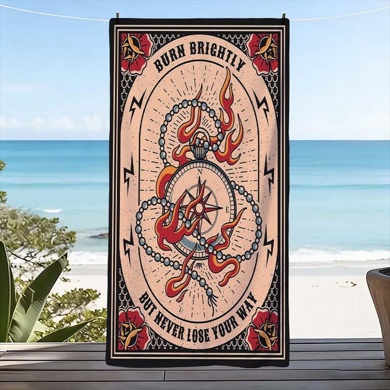 Oversized Beach Towel Pool Towel 80x160cm Vintage Retro Summer Resort Vacation Nautical Print Beach Decor Bath Cloth