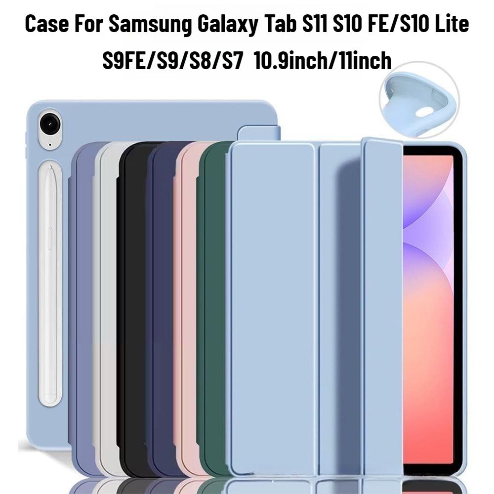 Flip-Case für Samsung Galaxy Tab S11 S10 FE/S10 Lite S9FE/S9/S8/S7 11 Zoll Dreifach-Ständer Weiche TPU-Rückseite mit Auto-Wake/Sleep