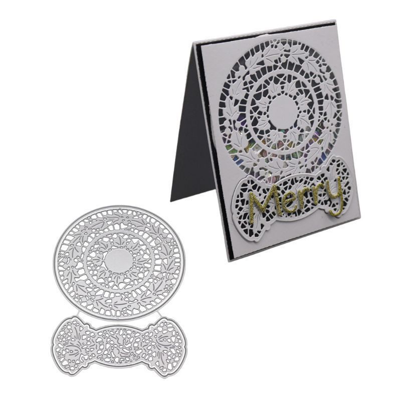 Christmas Round Garland Frame Cutting Dies Metal Stencil DIY Scrapbooking Album Paper Card Embossing Craft Decor Art Die Cut