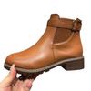 New Plus-size Women's Platform Boots for Autumn and Winter with Belt Buckles Decorated with Round Toe Booties