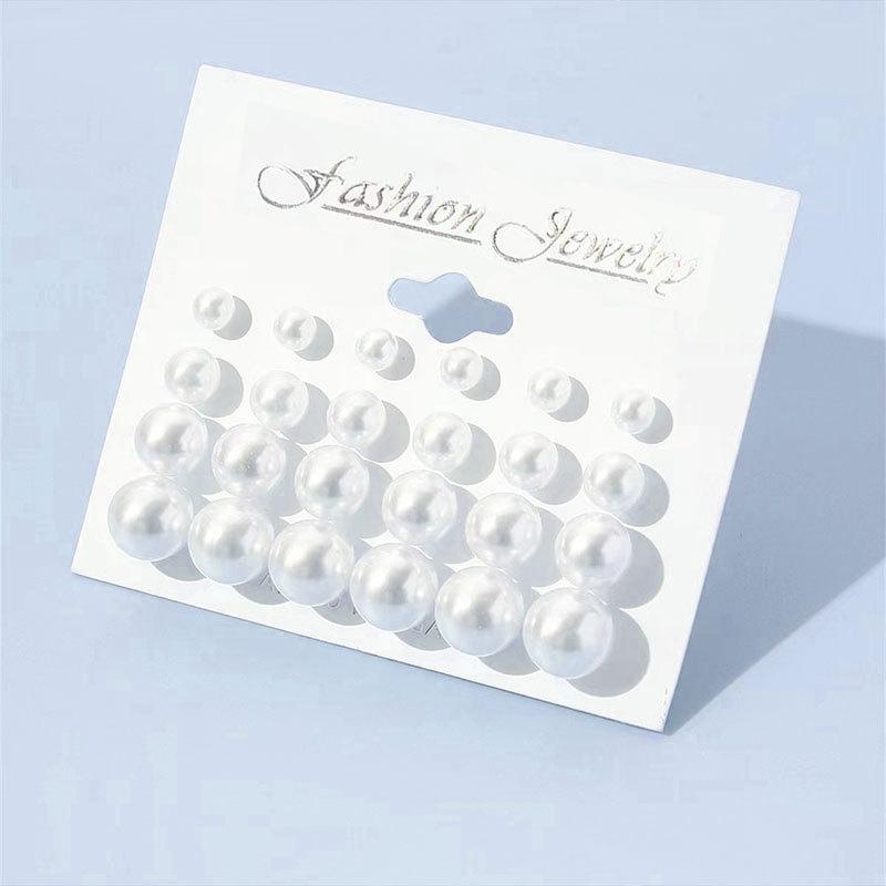 Versatile Round Pearl Earrings, High-End Earrings, Simple Stud Earrings, Twelve Pairs Of Women'S Fashion Stud Earrings