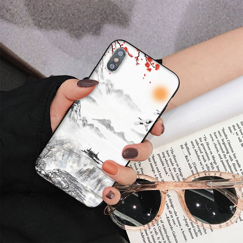 Chinese Style Ink Painting Phone Case for iPhone 11 12 13 Mini Pro Max 8 7 6 6S Plus X 5 S SE 2020 XR XS 10 case