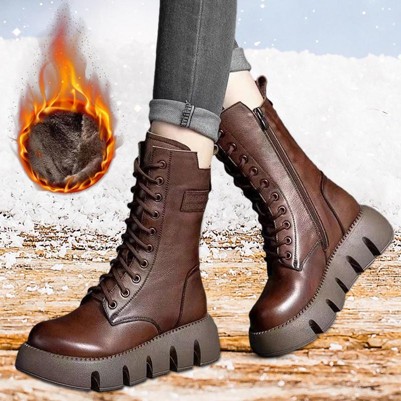 

Армейские ботинки для женщин, модные ботинки с нескользящей подошвой, утолщенные теплые плюшевые и мягкие мотоциклетные ботинки 41