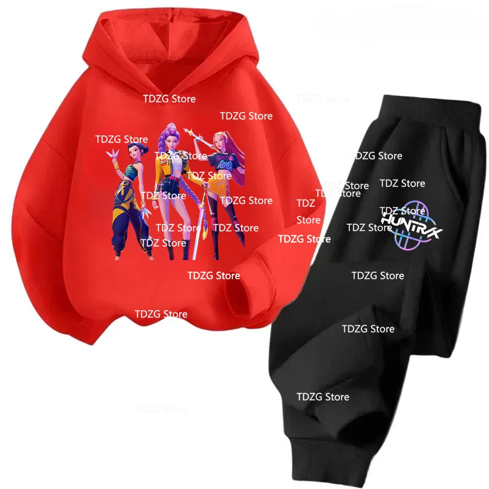 Hot Movie KPop Witch Hunter Group Fleece Hooded Children's Set Hoodies+Pants Suit Fashion Boy Girl Sport Tracksuit Autumn Winter
