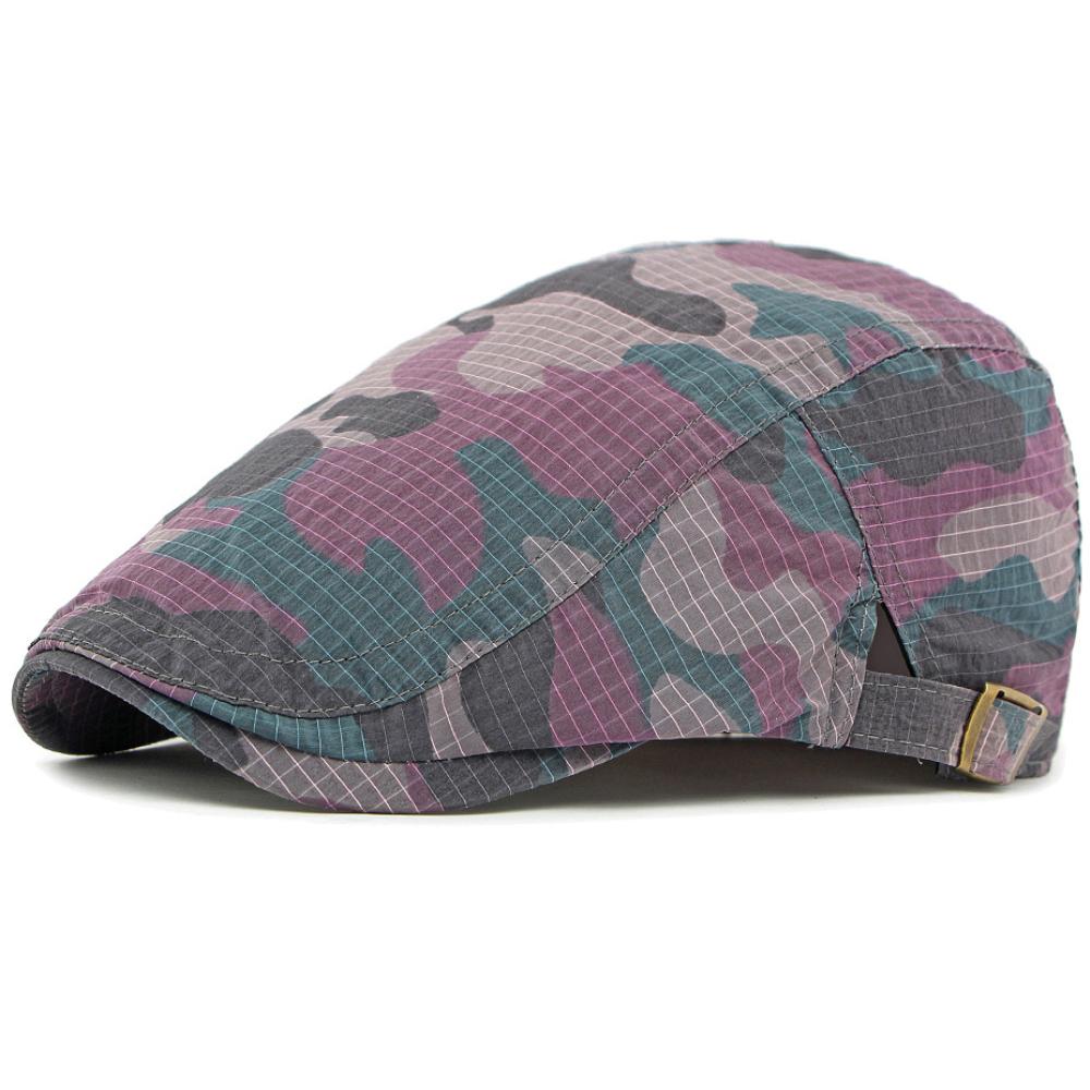 HT4836 Mens Berets Women Spring Summer Cap Sun Hat Camouflage Artist Painter Beret Hat Male Female Flat Cap Adjustable Beret Cap