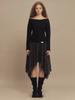 Cecese Bohemian Lace Cut Skirt Charcoal