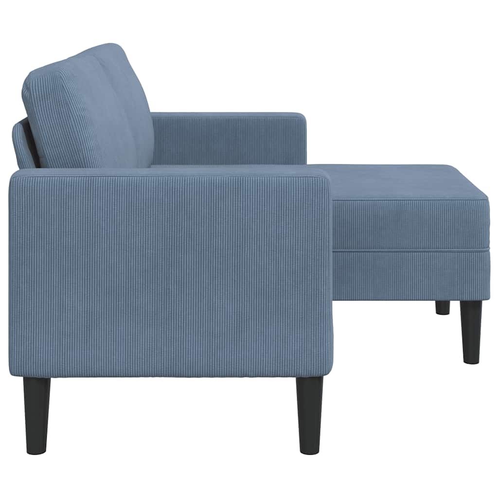 2 Seater L Shaped Sofa with Chaise Longue Blue 125 cm Linen