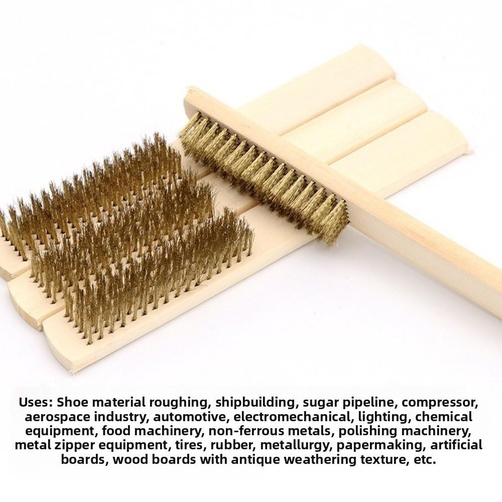12pcs Wood Handle Wire Cleaning Brush Copper Wire Multi-Surface Cleaner  Industrial Use