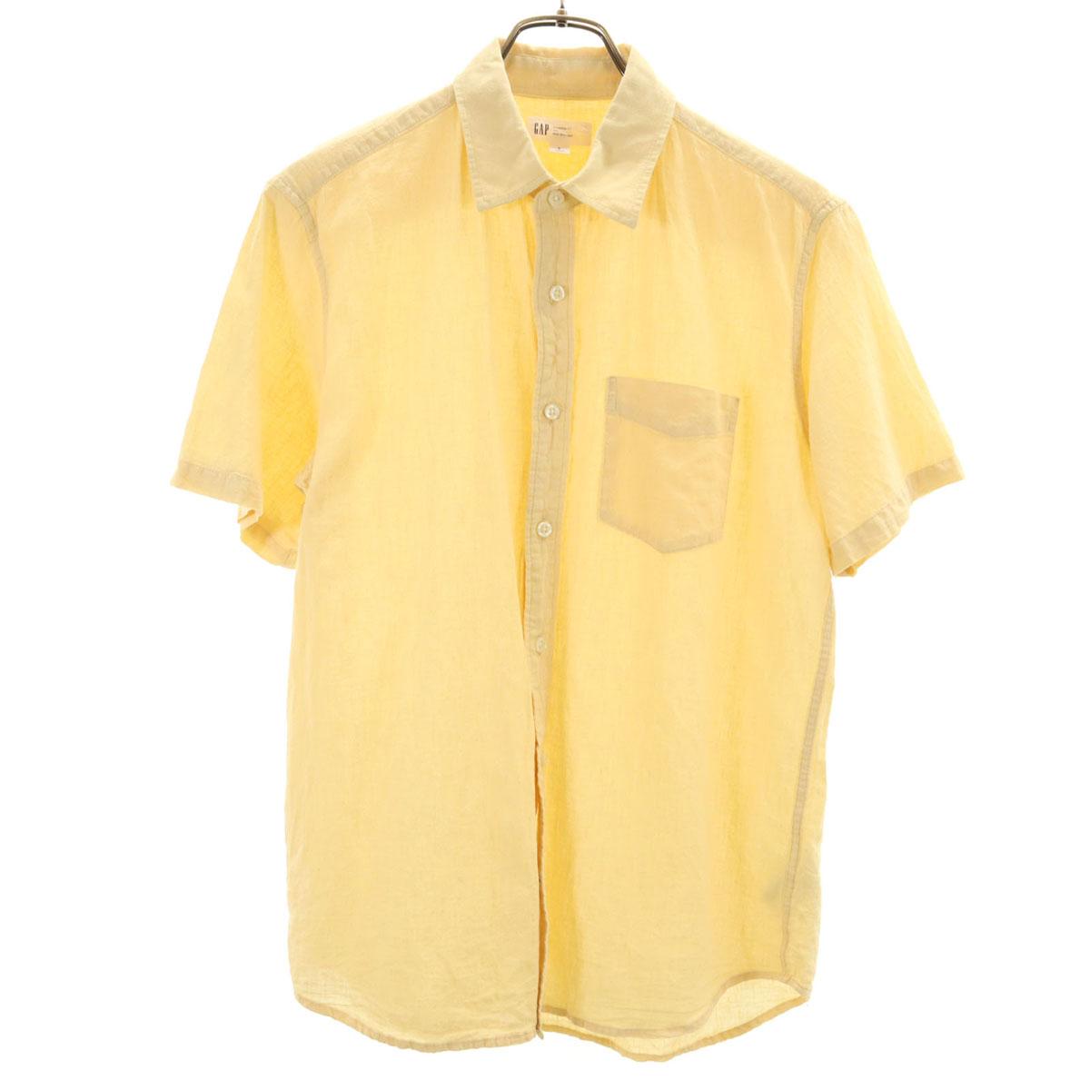 

GAP Льняная смесь Рубашка с коротким рукавом S желтая Мужская Б/у