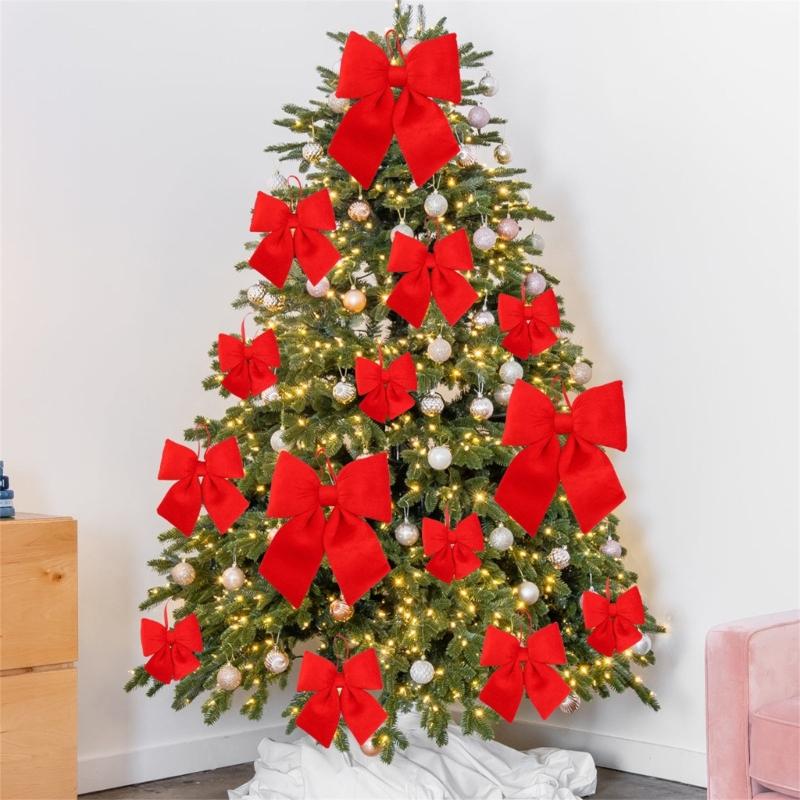 3Pcs Soft Velvety Fabric Bowknot Ornament Christmas Tree Bowknot Decoration For Mantels Wedding Festival Celebration