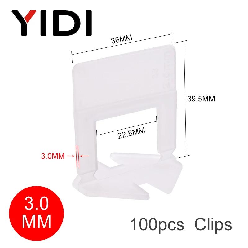 100pz Sistema di Livellamento per Piastrelle 1/1.5/2/2.5/3mm Clip di Livellamento per Piastrelle Ceramiche, Cuneo Distanziatore per Piastrelle a Muro e Pavimento, Pinza Livellatrice per Piastrelle