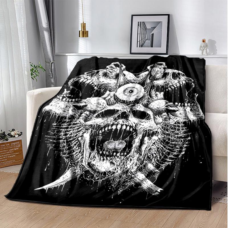 Gotische Totenkopf Flanelldecke Weich Warm Ganzjahresdecke, Design für Camping, Autoreisen, Wandern Sofa, Bett, Büro Perfektes Geschenk für Partys