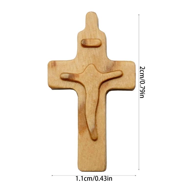 Natural Wood Religious Crosses With Intricate Relief Design For Prayer Beads And DIY Crafts