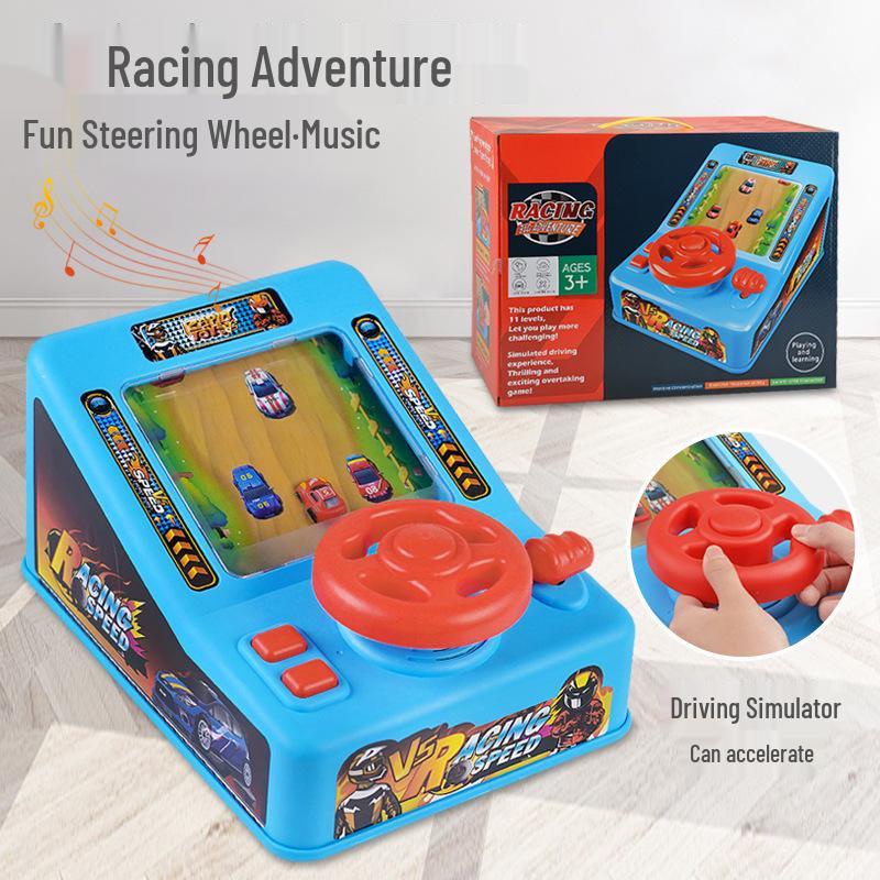 Cross-Border Racing Adventure: Electric Steering Wheel & Sound Desktop Car Game for Kids