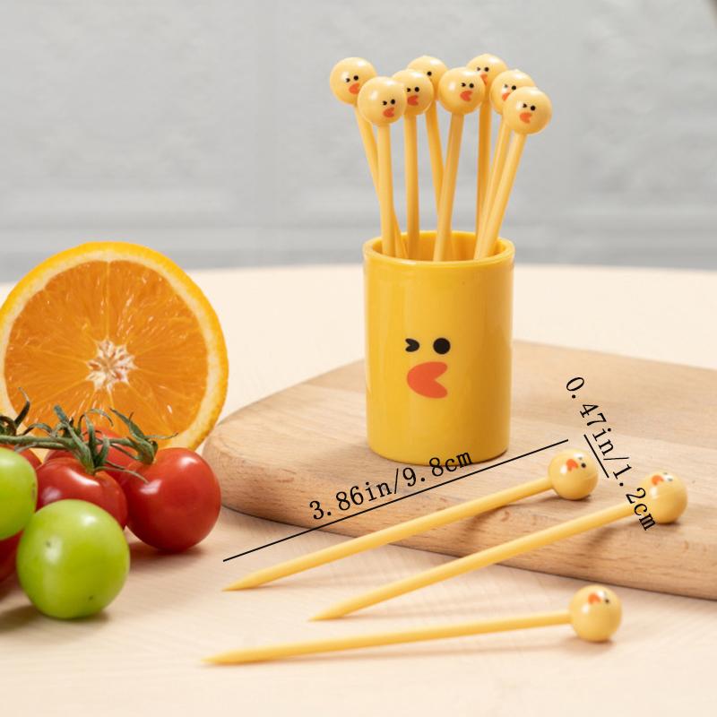 10Pcs Cute Mini Toothpicks Cartoon Kids Food Picks Plastic Fruit Forks Bento Decorative Tableware Food Picks Dessert Fork