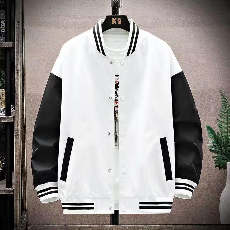 Cardigan de baseball de toamnă pentru băieți, stil trendy Hong Kong: Culoare contrastantă, Croială largă, Jachetă casual