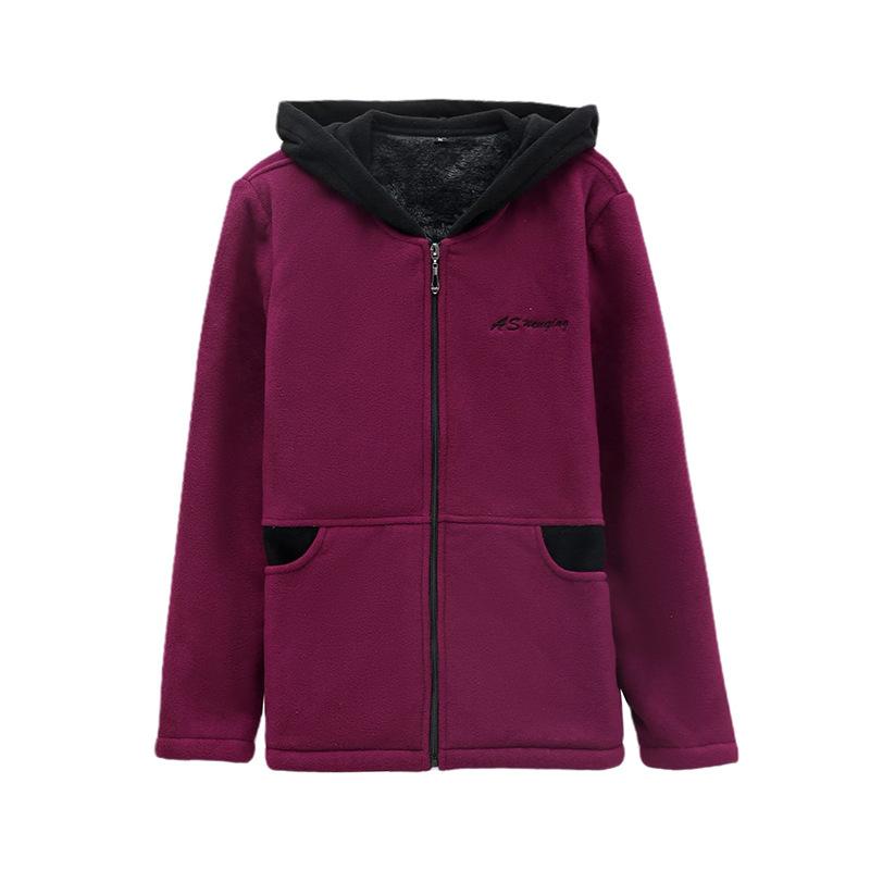 Middle-aged Mother Autumn and Winter Jacket Hooded Sweater Cardigan Long-sleeved Top Middle-aged and Elderly Women's Thick Jacket