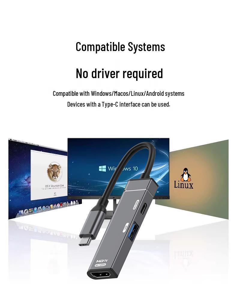 Type-C to HDMI Hub Expander for 4K Screen Casting - Multifunctional Dock for Mobile Phones and Computers