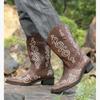 Hand Embroidered Western Cowboy Boots Men's Boots Western Cowboy Boots  Embroidered Sleeve Boots Retro Square Boots