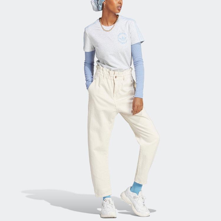 Adidas Originals Trefoil Graphic Tee With Logo Embroidery Women Tops Light-Hemp-Gray IC7981