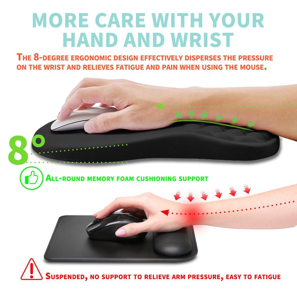 Ergonomic Wrist Rest Mouse Pad Comfortable Wrist Support Non-Slip High-Elastic Memory Cotton Home Office Computer Mouse Mat