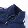 Patchwork Gestreifte Jacke Weitbeinige Hose Set Damen Stehkragen Reißverschluss Locker Jeansjacke Kordelzug Hose Zweiteiliges Set Schlichtes Lässiges Hosen-Set