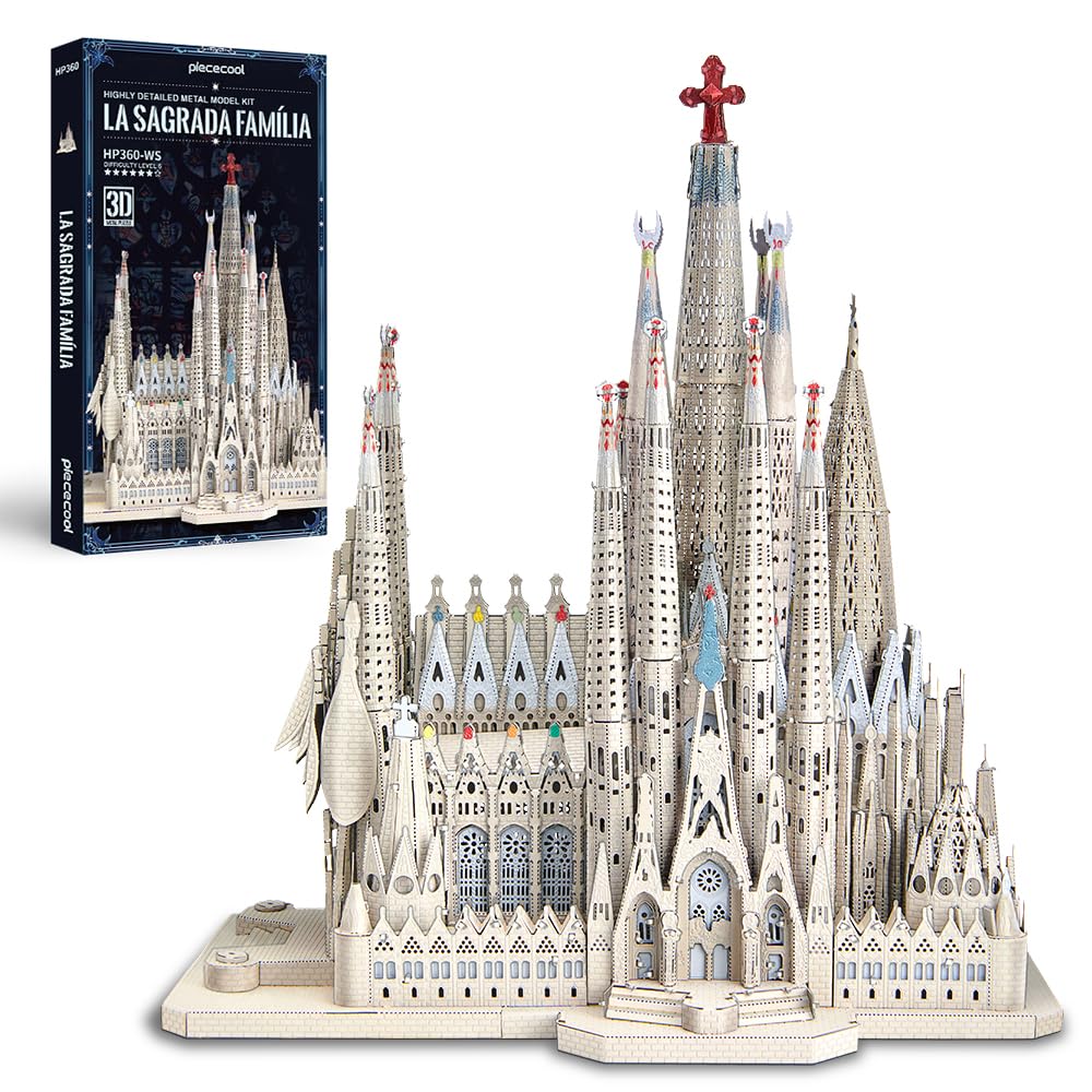 Piececool Sagrada Familia 3D Puzzle Berühmtes Architektonisches Gebäude Metall Nano Puzzle Montage Erforderlich Kleber Schwierigkeitsgrad 6 Sterne Mittelstufe
