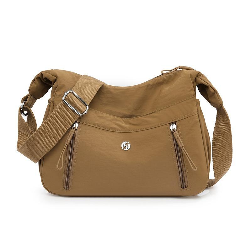 Textured shoulder bag simple and lightweight large-capacity nylon messenger bag fashionable solid color casual commuter bag women